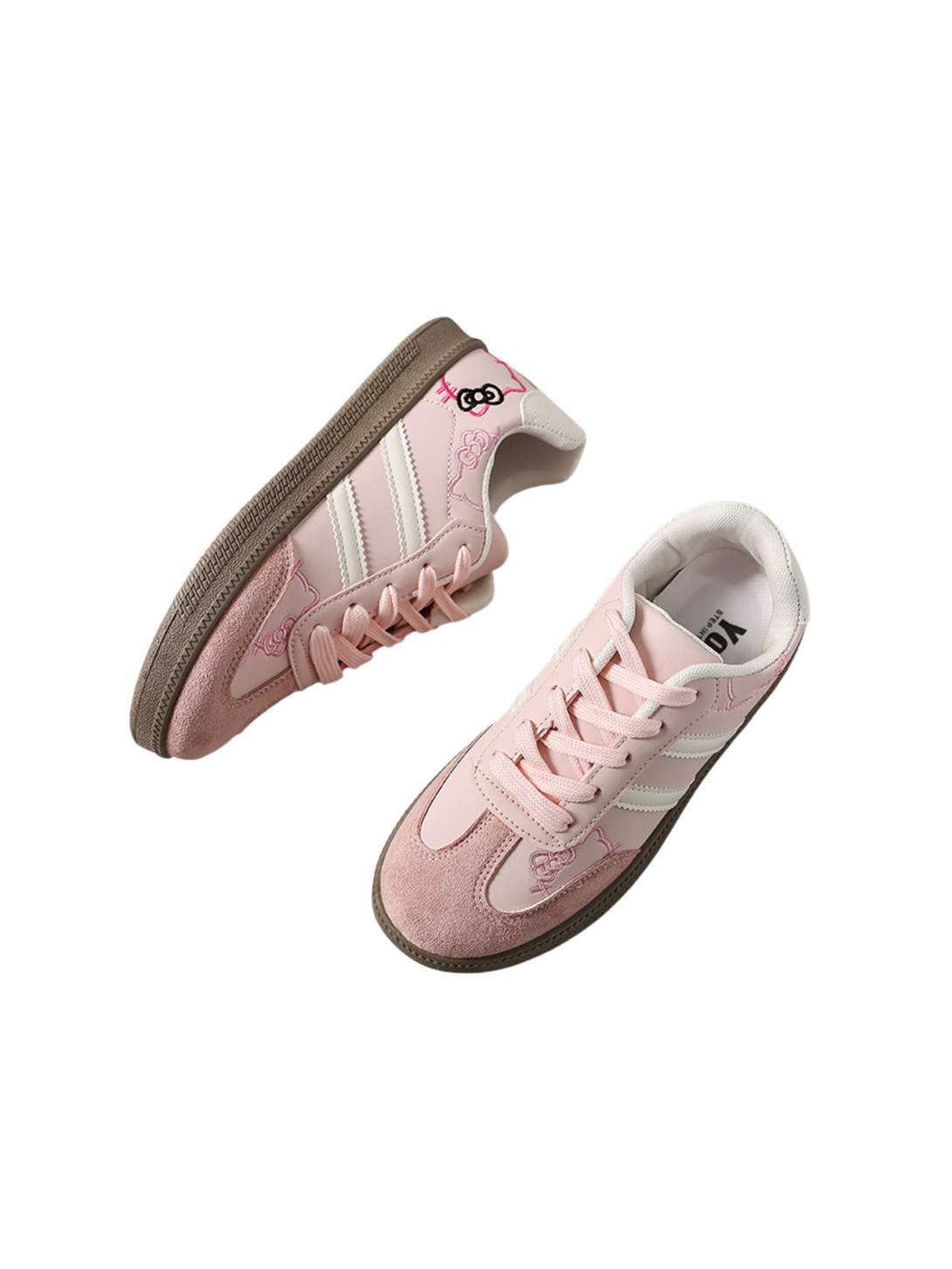 Simple Bloom Lace-Up Sneakers- Pink