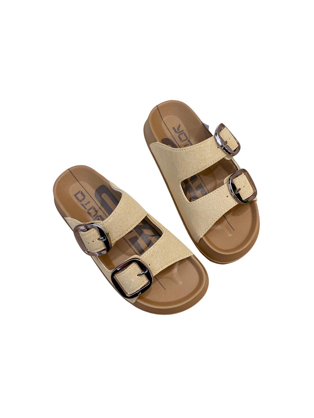 Warm Walk Duo Buckle Comfort Sandals-Brown