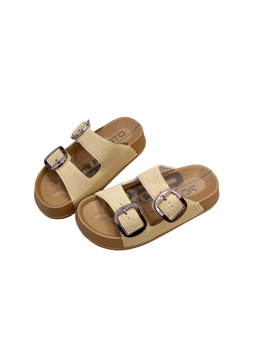 Warm Walk Duo Buckle Comfort Sandals-Brown