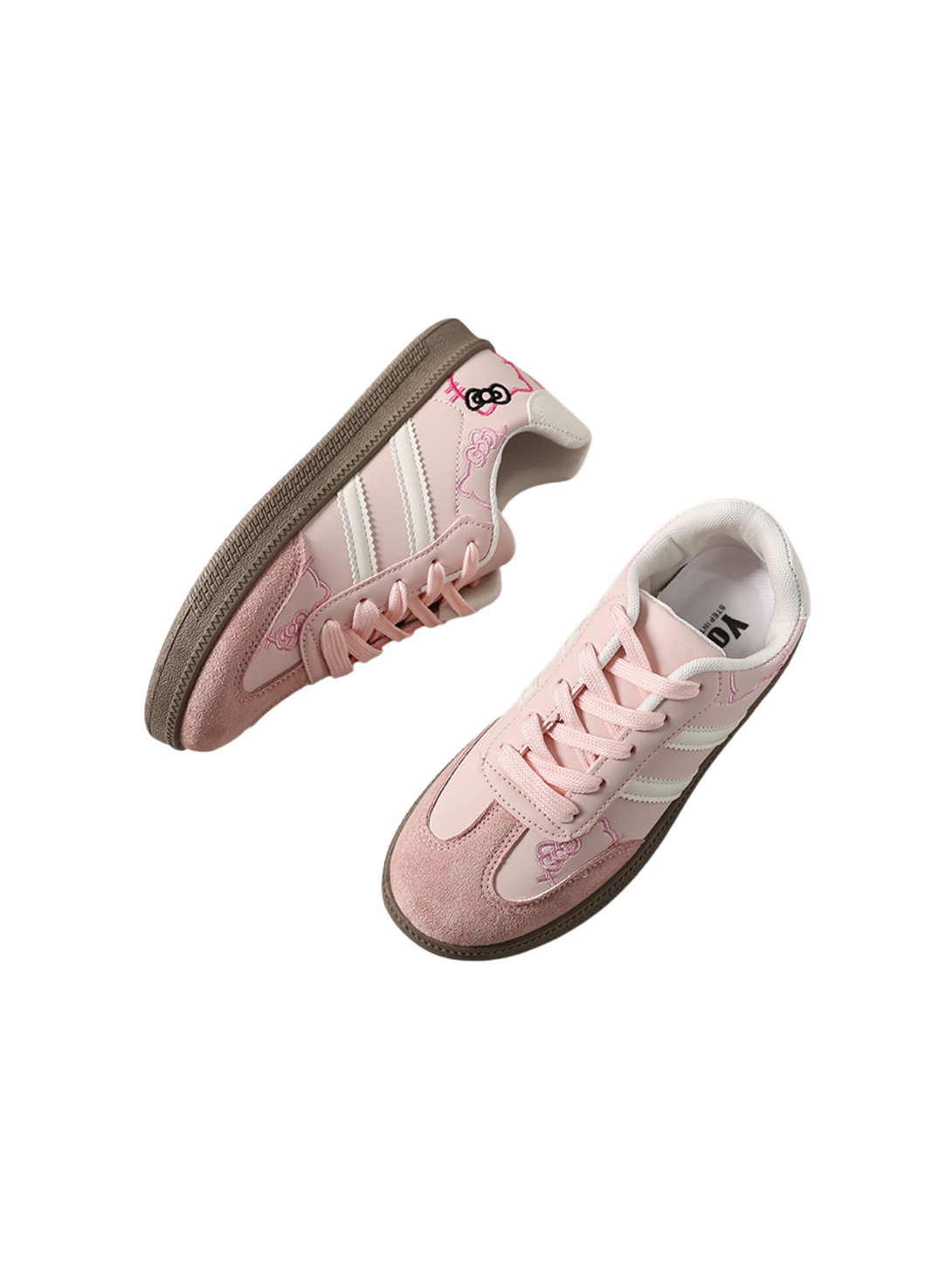 Simple Bloom Lace-Up Sneakers- Pink