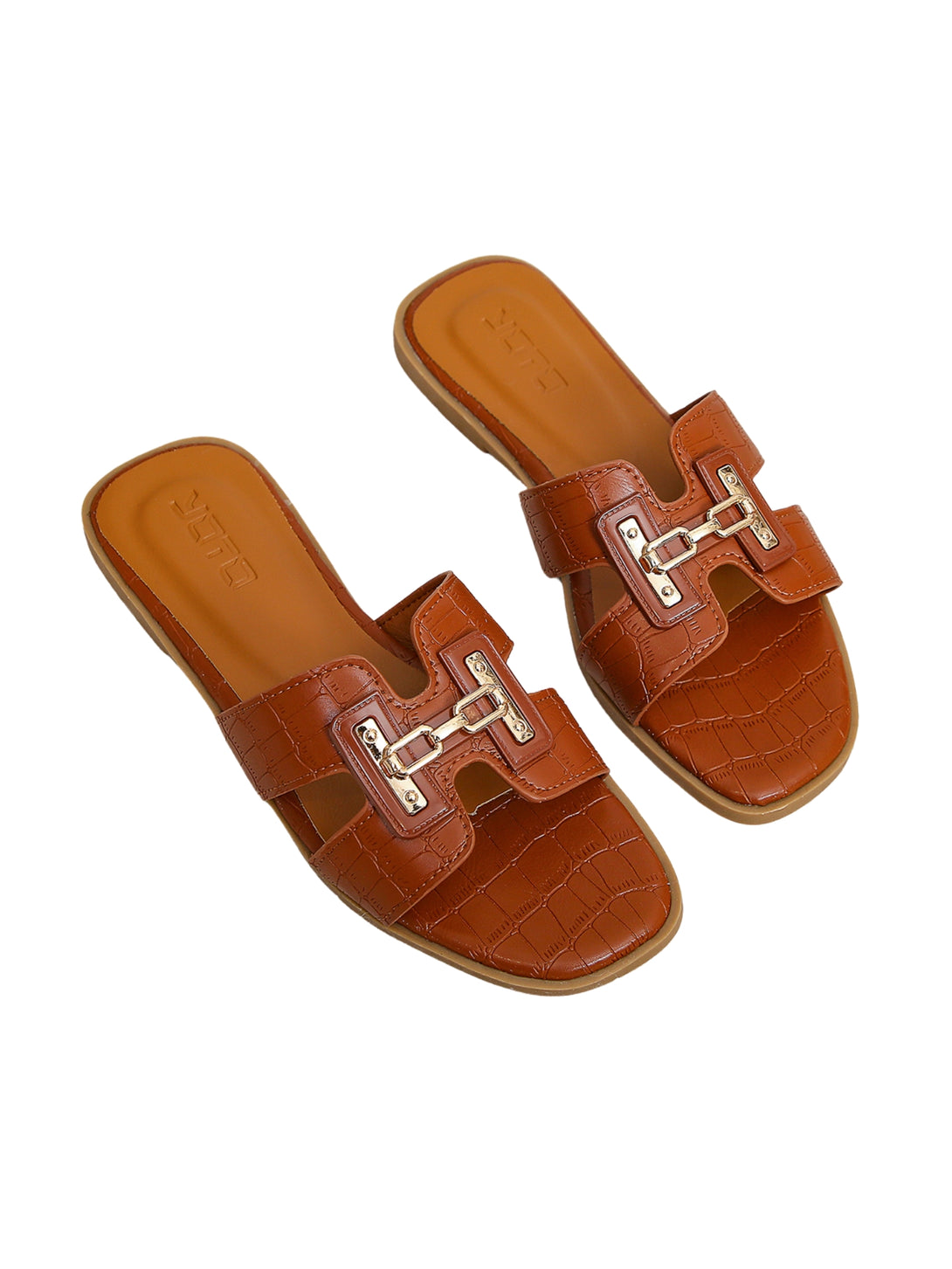 Urban Chic Flat Slides-Brown