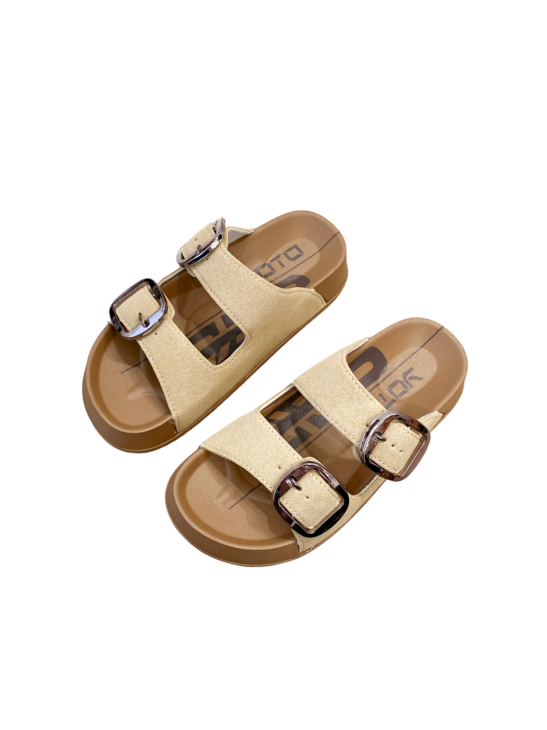 Warm Walk Duo Buckle Comfort Sandals-Brown