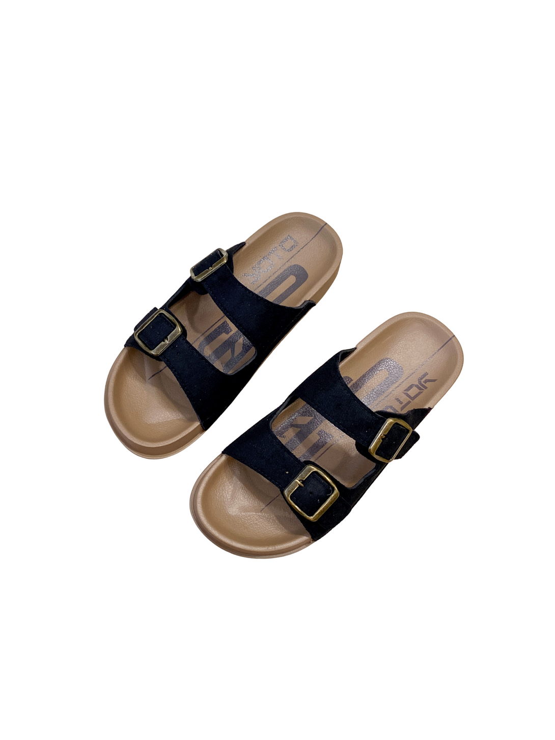 Quiet Comfort Dual Buckle Slides Sandals-Black