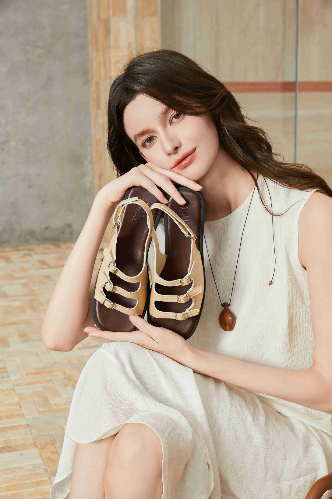 Vita Joy Flat Sandal-Khaki