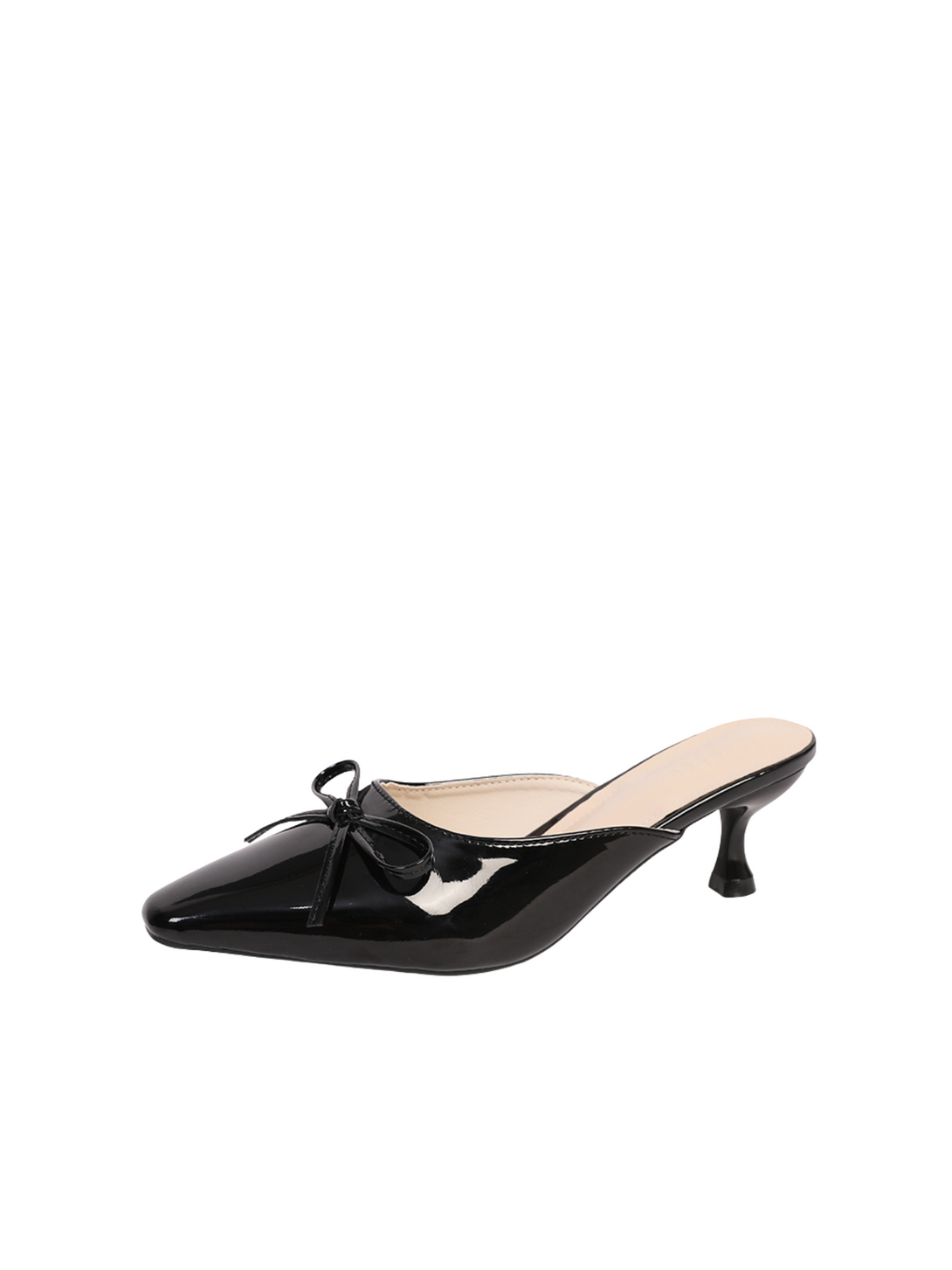 Allure Bow Design Pointed Mules-Black