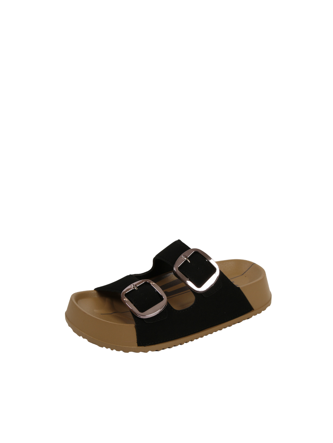 Warm Walk Duo Buckle Comfort Sandals-Brown