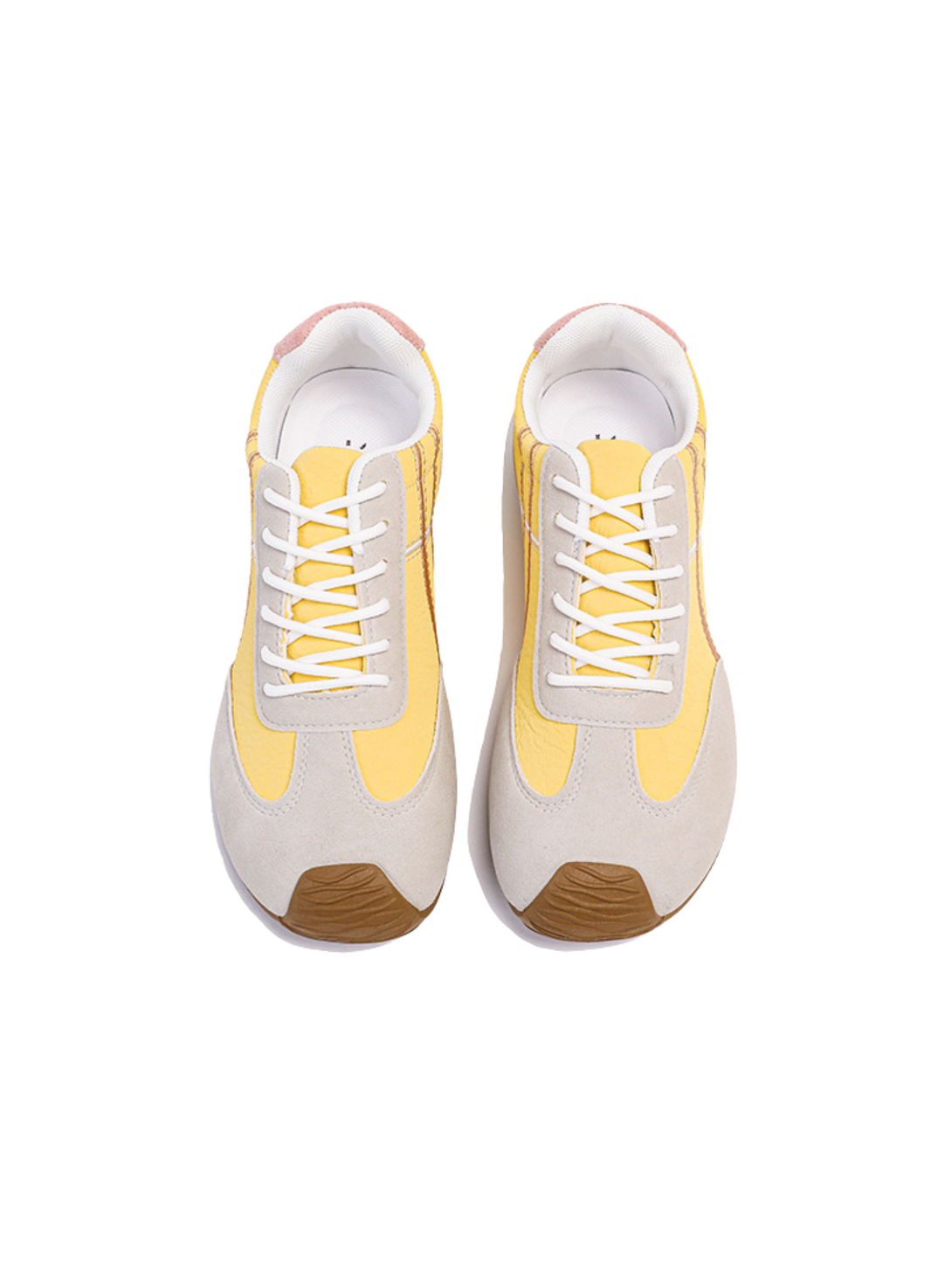 Simple Gear Lace-up Sneakers-Yellow/Pink