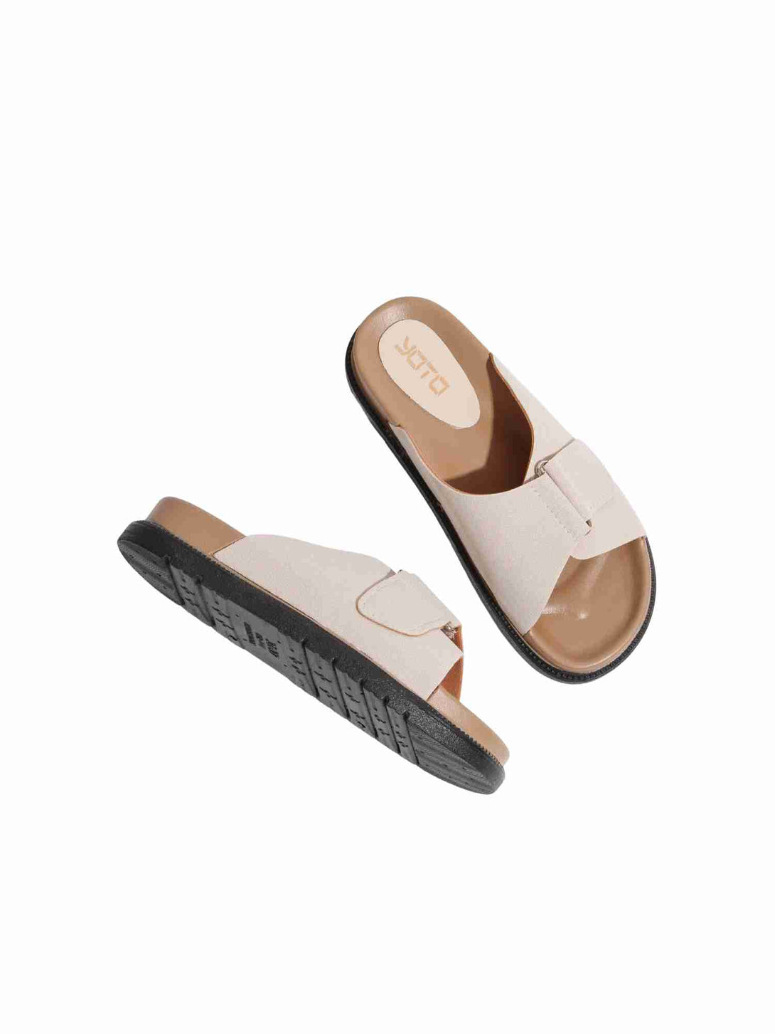Core Slip Flat Slide Slipper-Beige