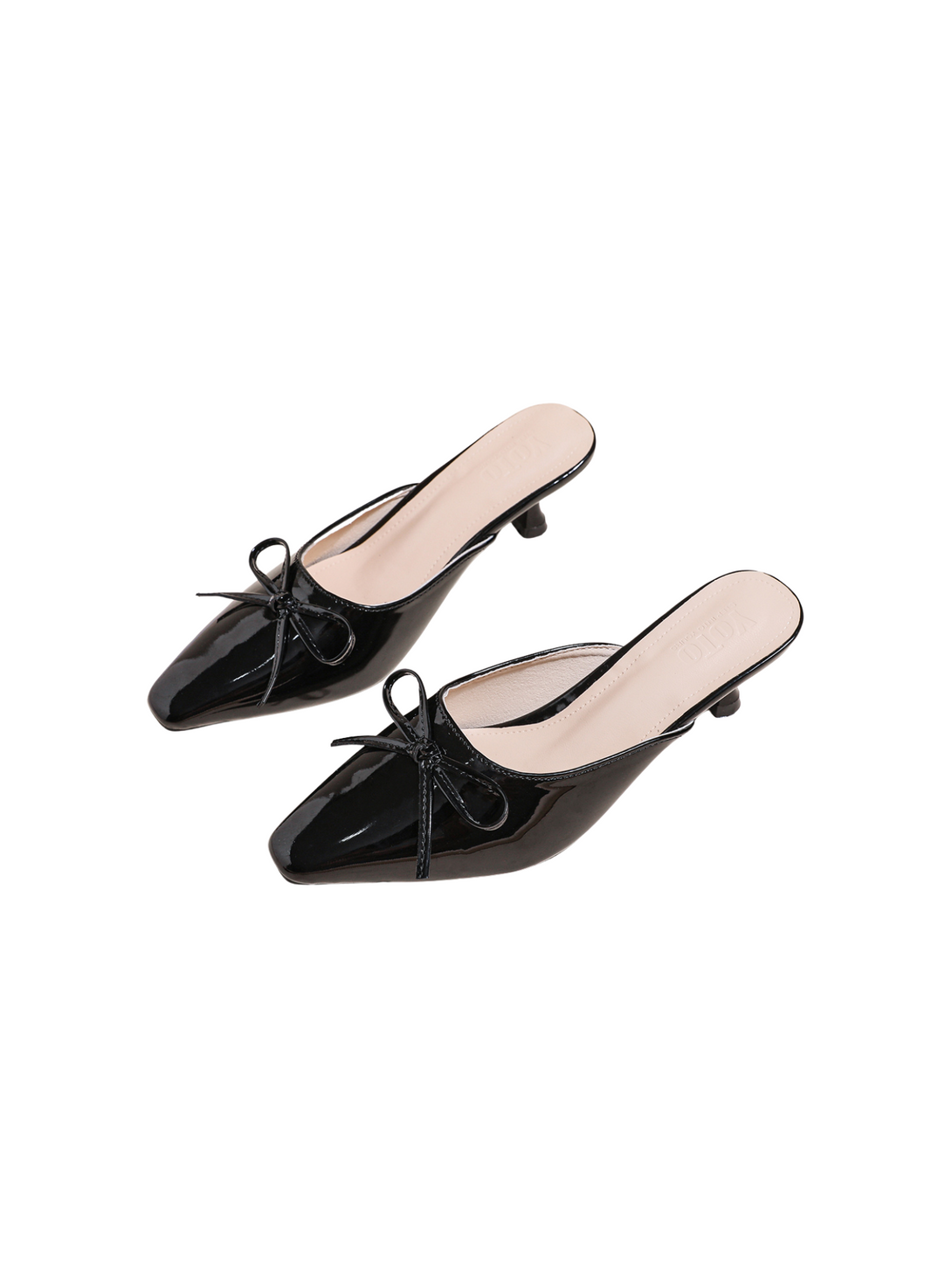 Allure Bow Design Pointed Mules-Black