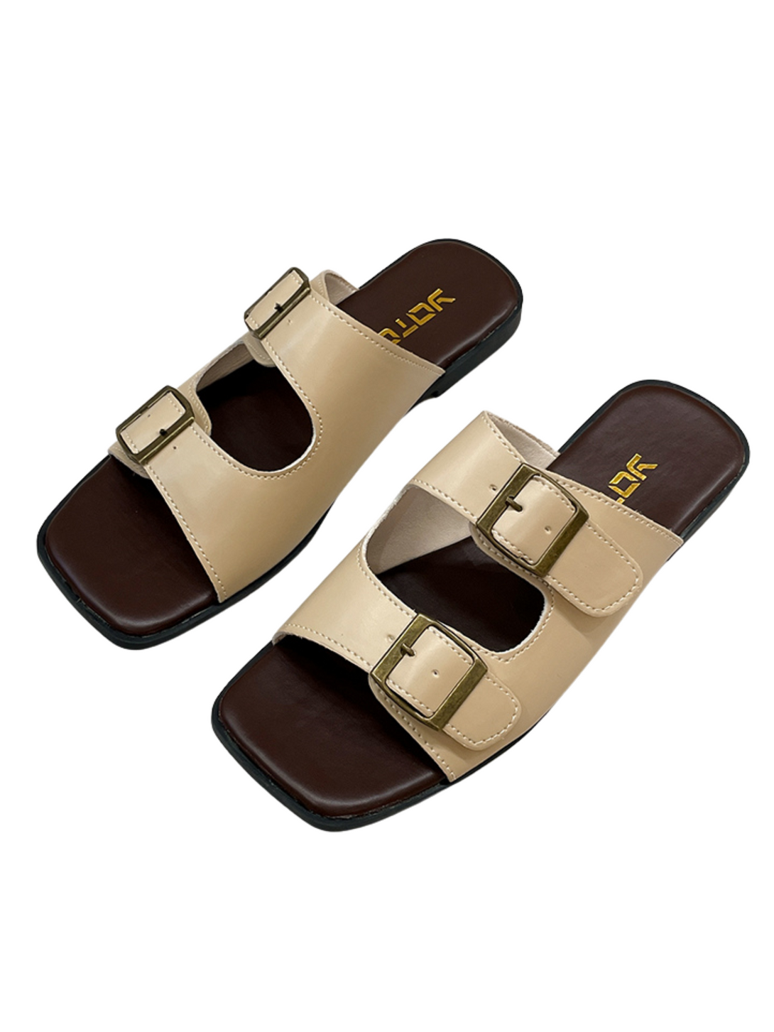 Vita Bloom Flat Slides-Khaki