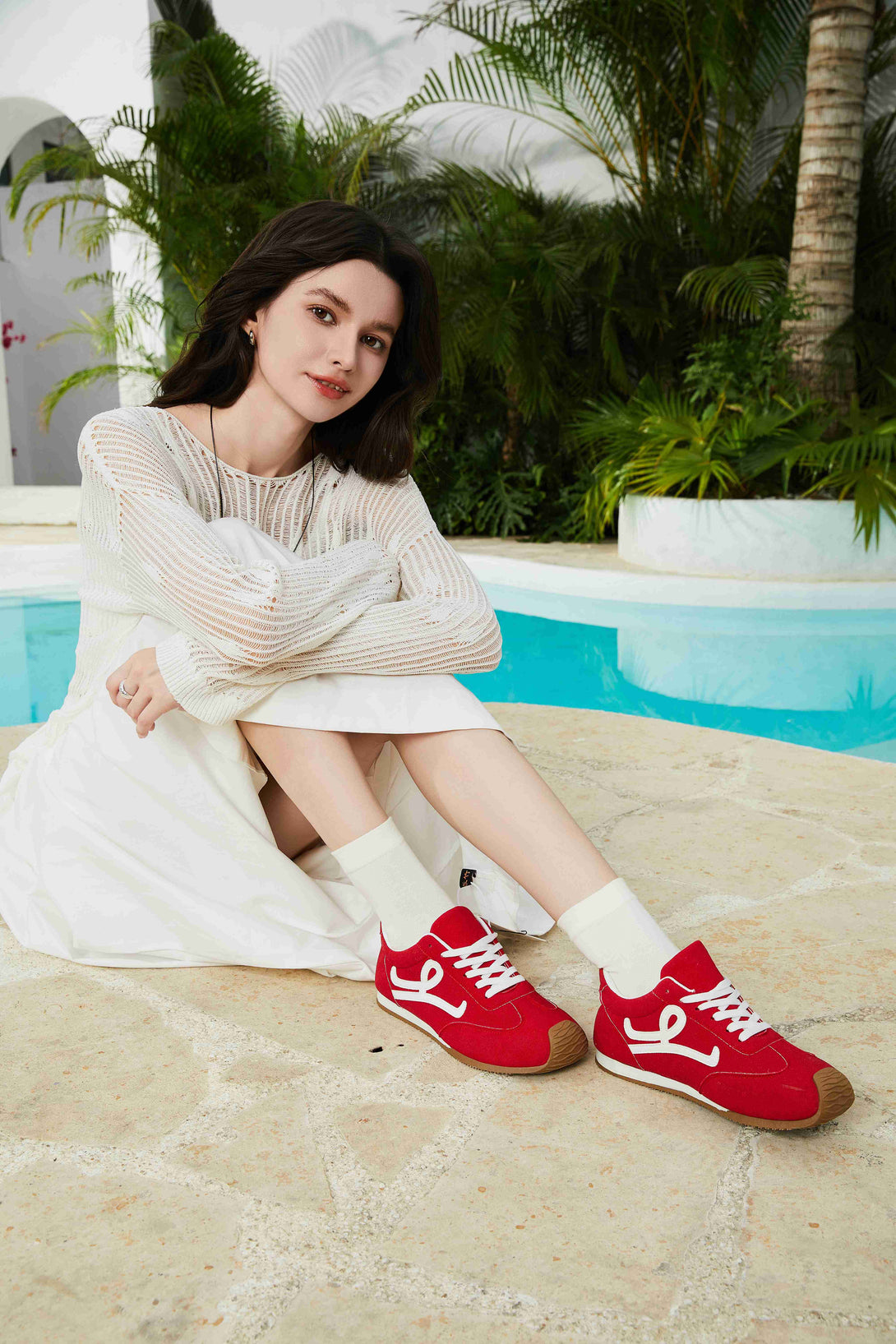 Simple Flex Lace-up Sneakers-Red