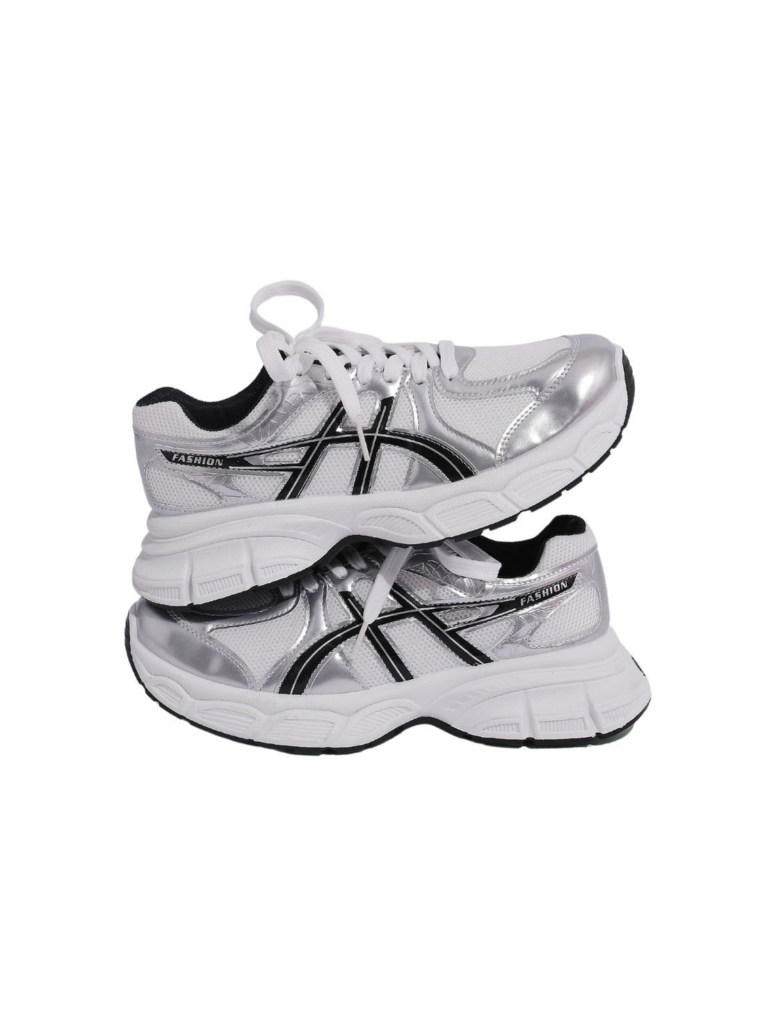 AirStride Pulse Lace-up Sneakers-White/Silver