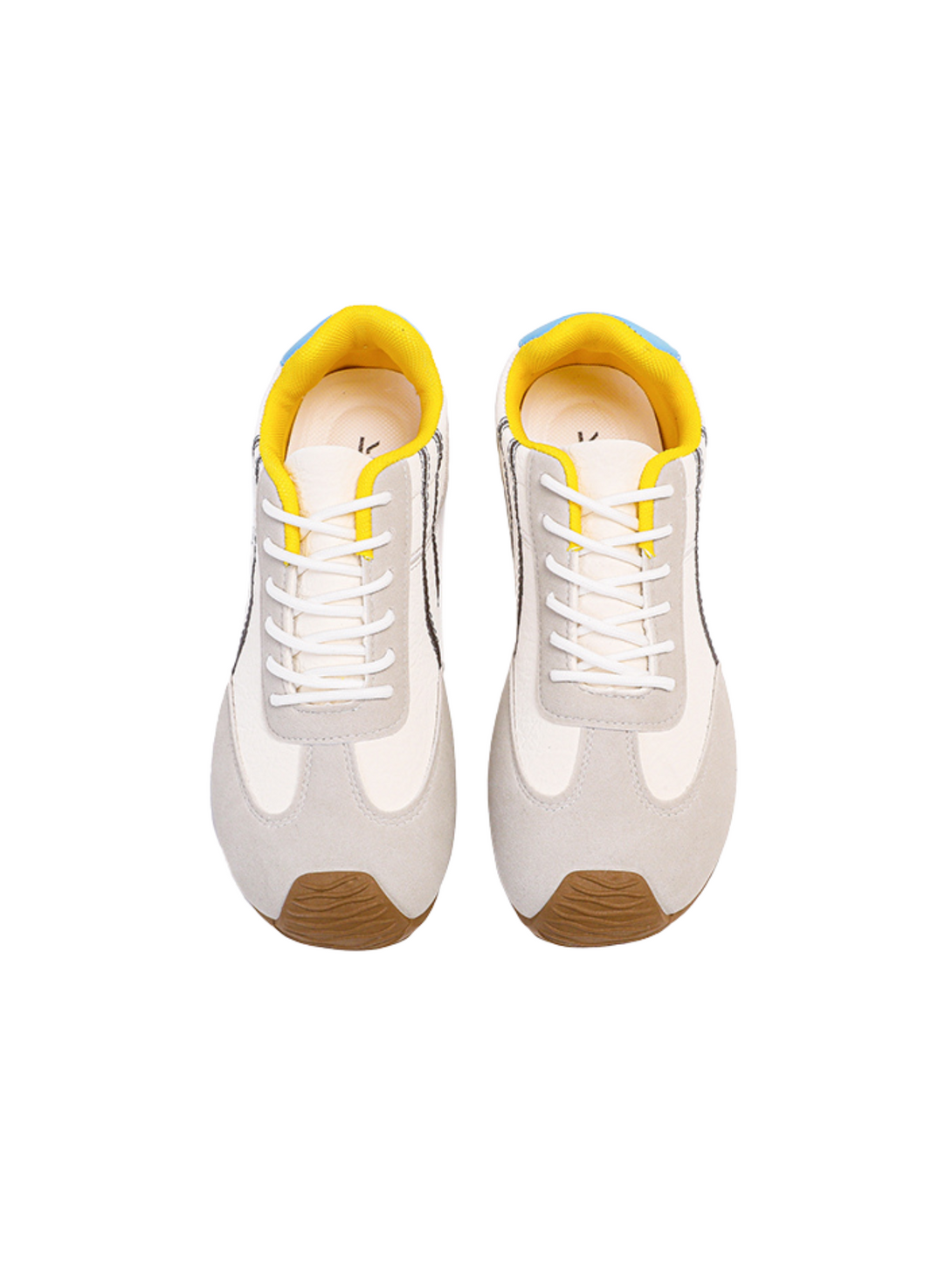 Simple Gear Lace-up Sneakers-Yellow/Pink