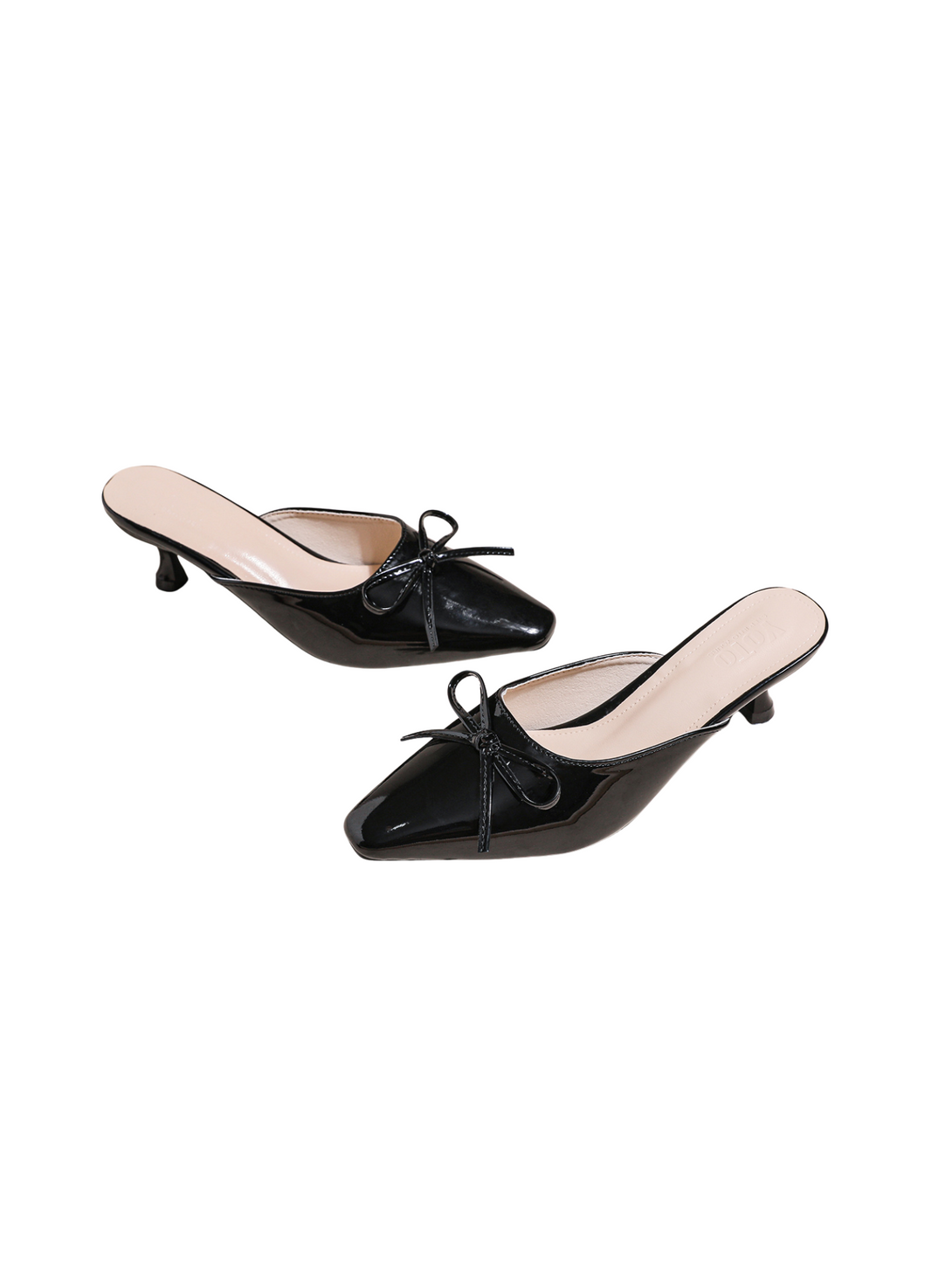 Allure Bow Design Pointed Mules-Black