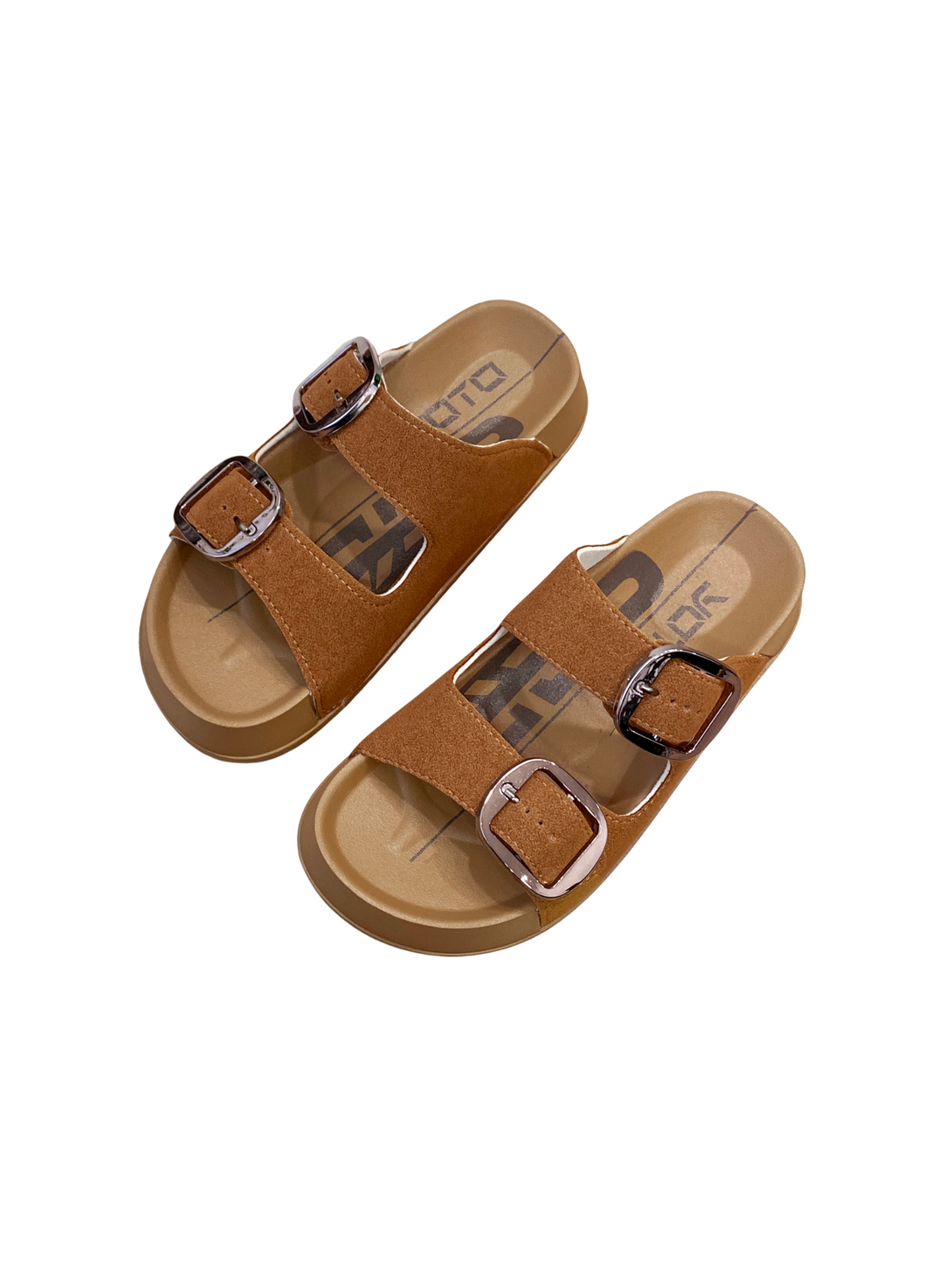 Warm Walk Duo Buckle Comfort Sandals-Brown