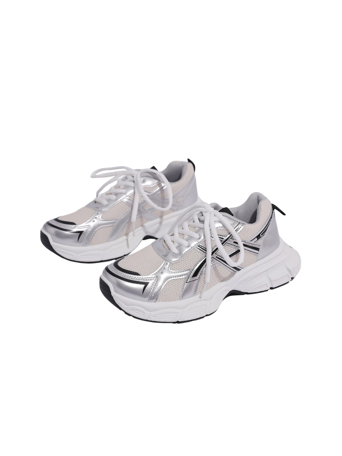 AirStride Pulse Lace-up Sneakers-White/Silver