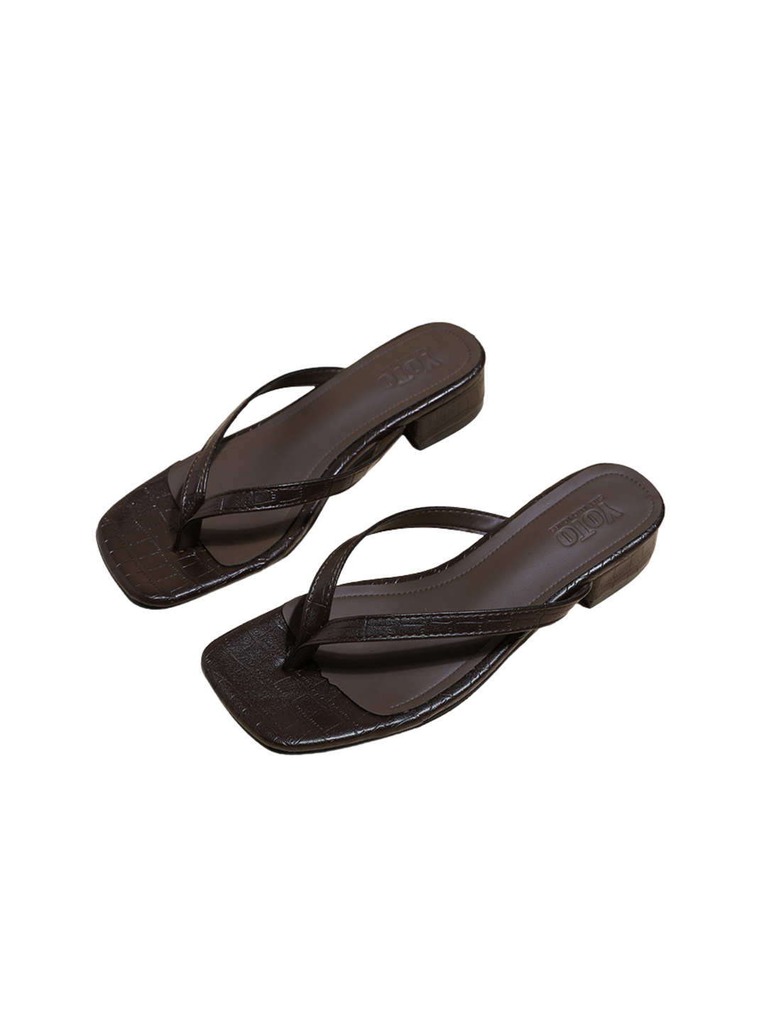 Urban Edge Chic Square-Toe Heeled Sandals-Brown