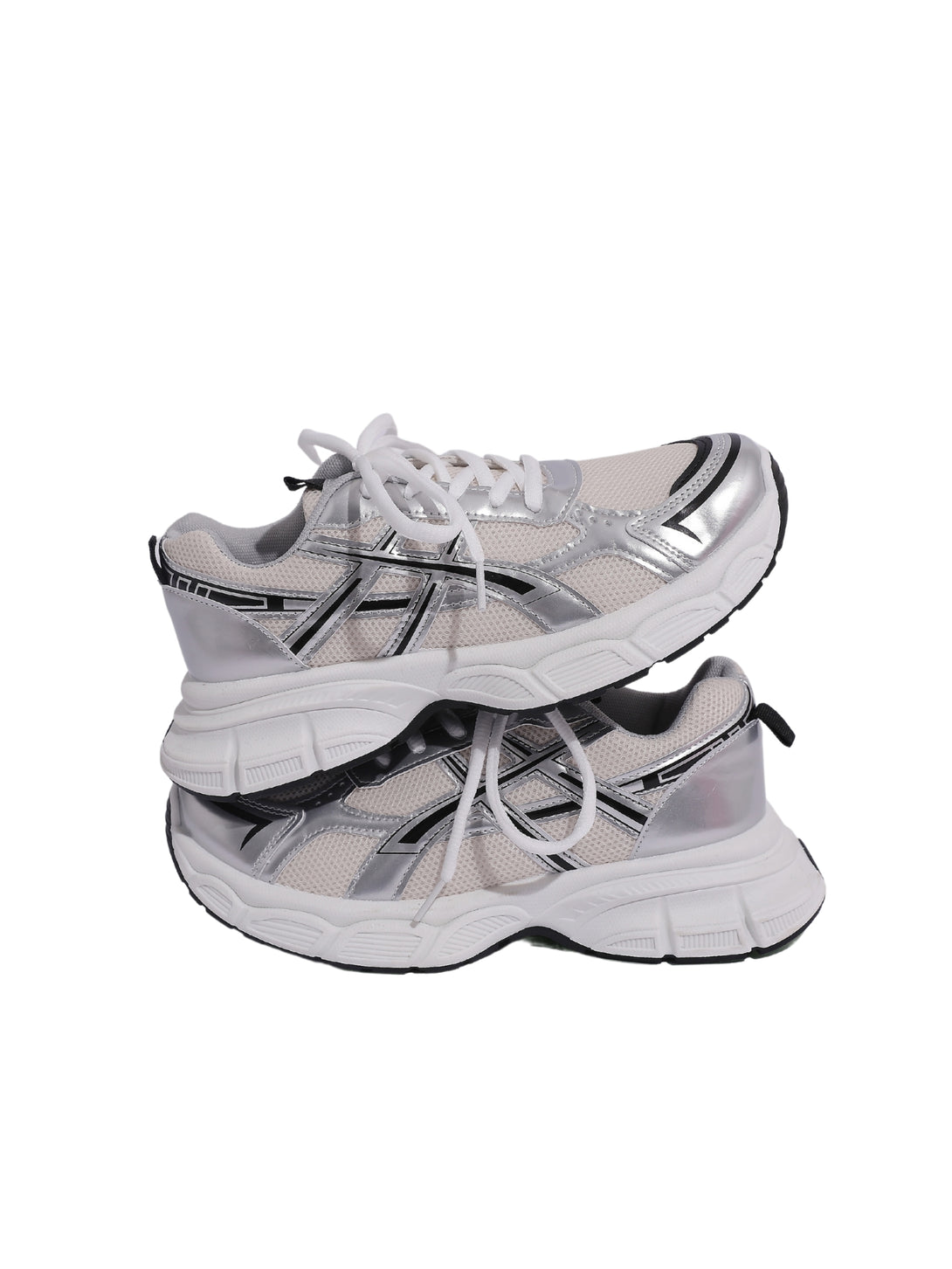 AirStride Pulse Lace-up Sneakers-White/Silver