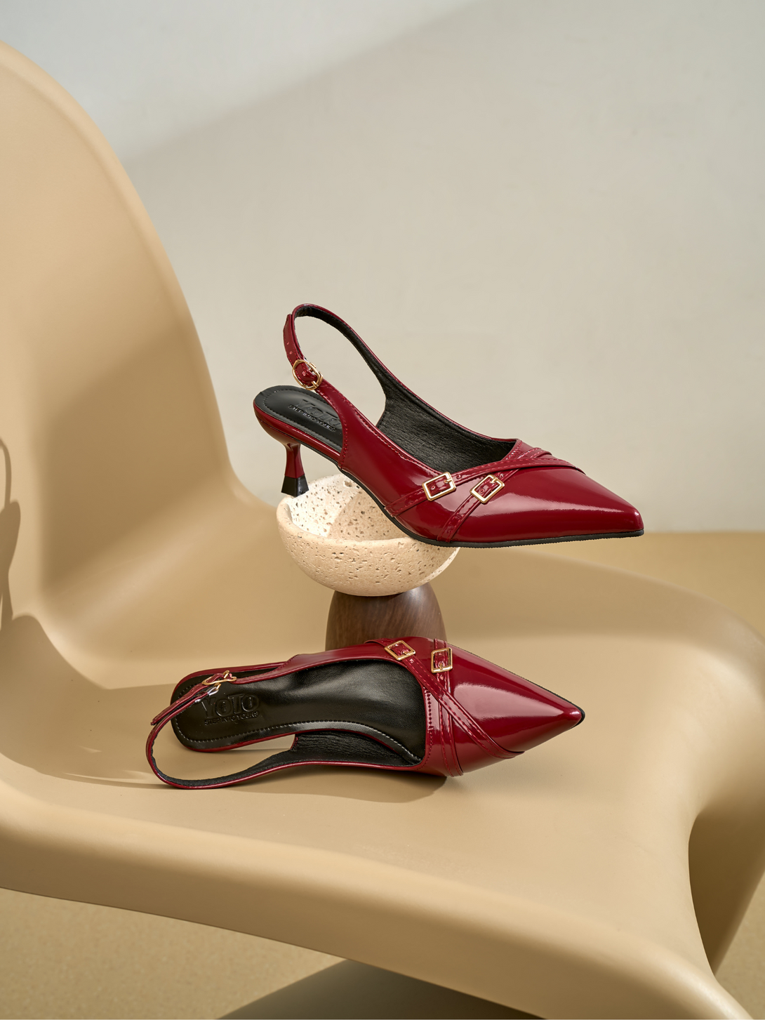 Charm Pointed Slingback Heels-Red