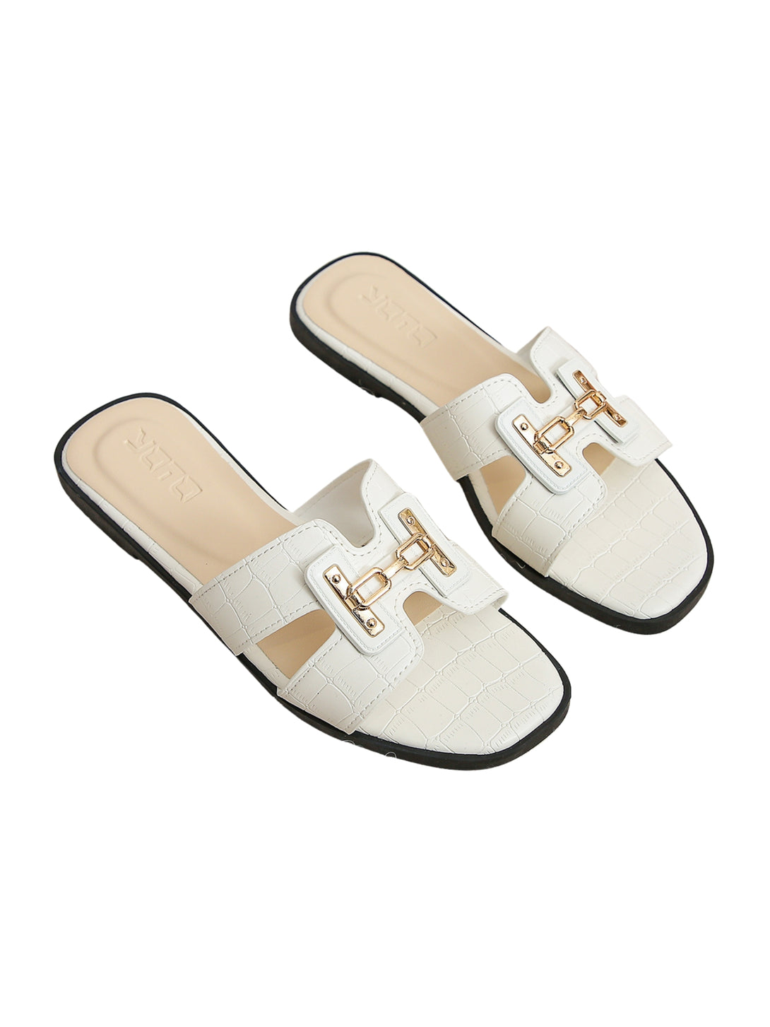Urban Chic Flat Slides-Cream