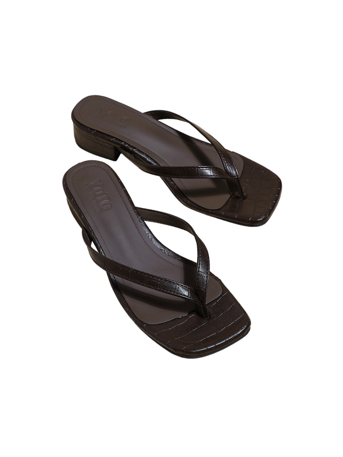 Urban Edge Chic Square-Toe Heeled Sandals-Brown