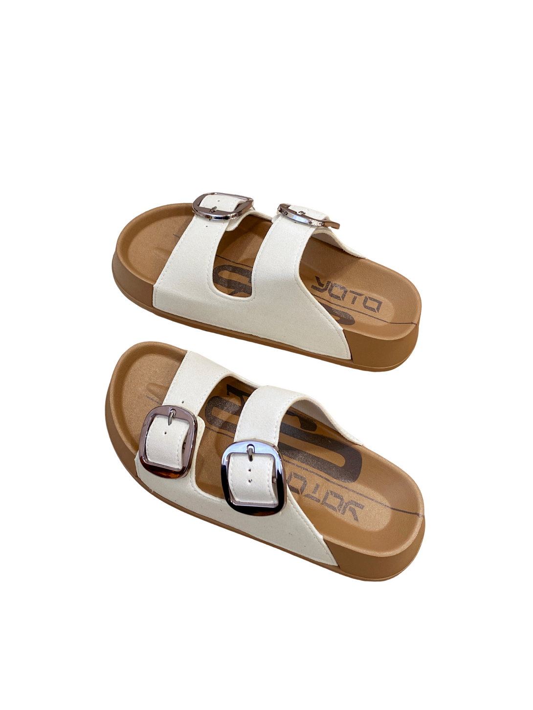 Warm Walk Duo Buckle Comfort Sandals-Brown
