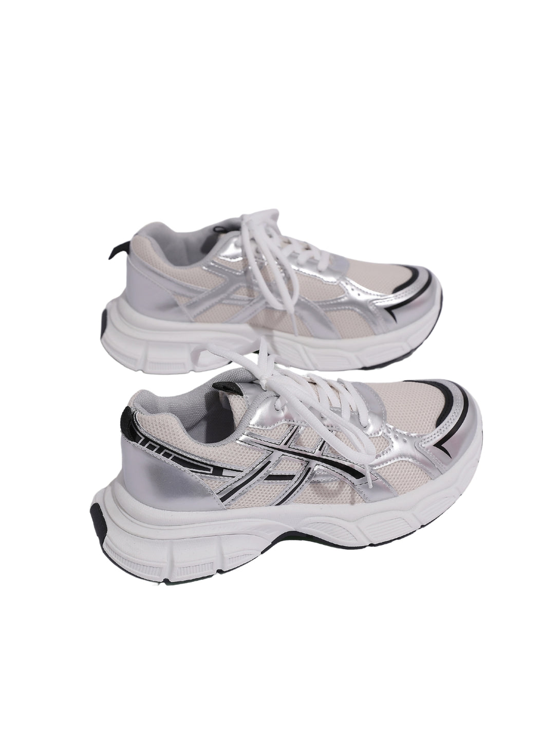 AirStride Pulse Lace-up Sneakers-White/Silver