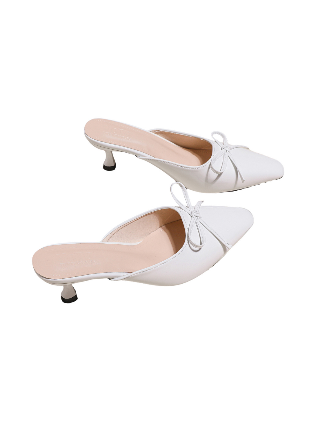 Allure Bow Design Pointed Mules-Black