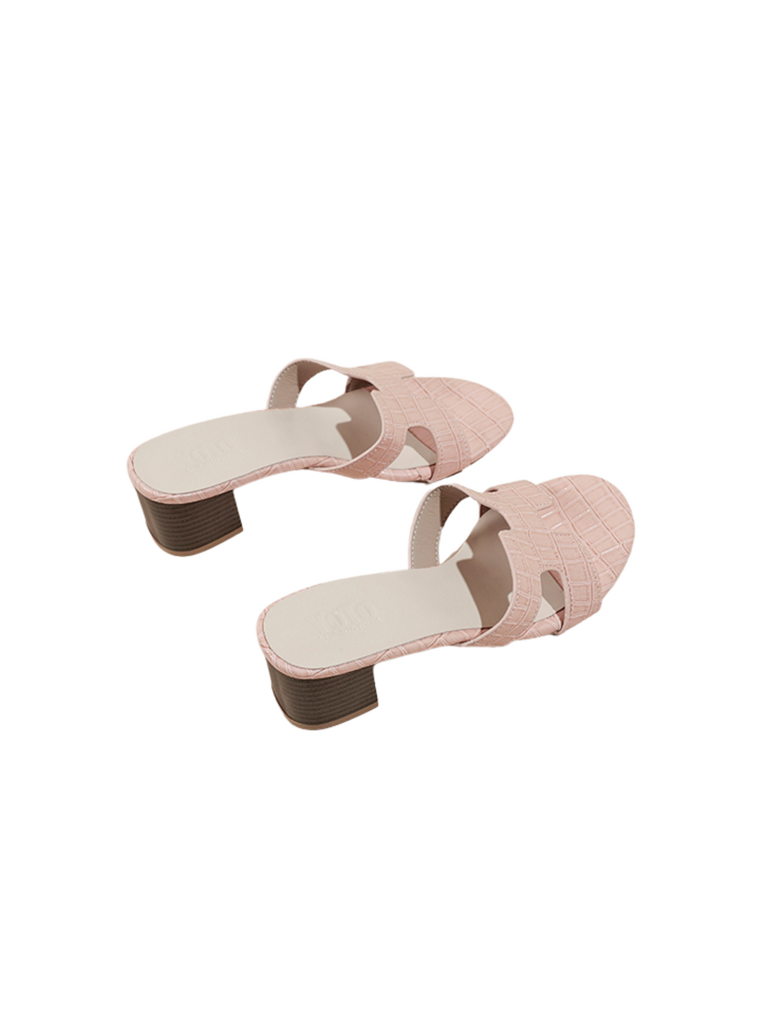 Urban Sleek Block Heel Slip On Sandals- Pink