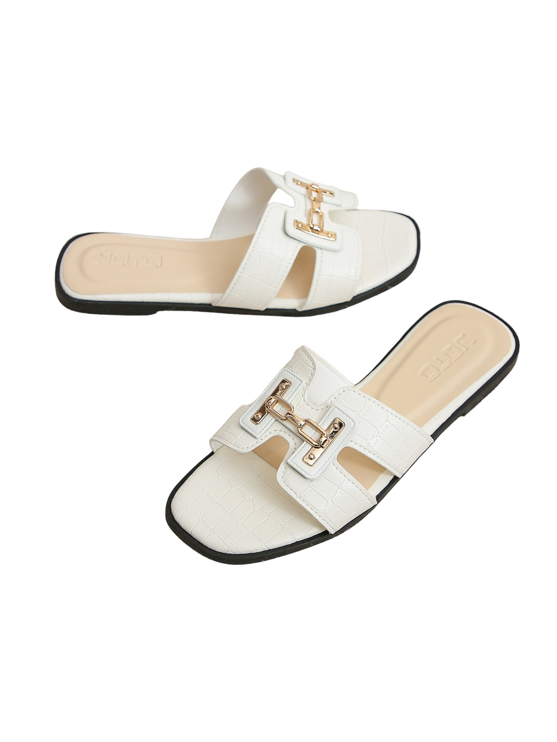 Urban Chic Flat Slides-Cream