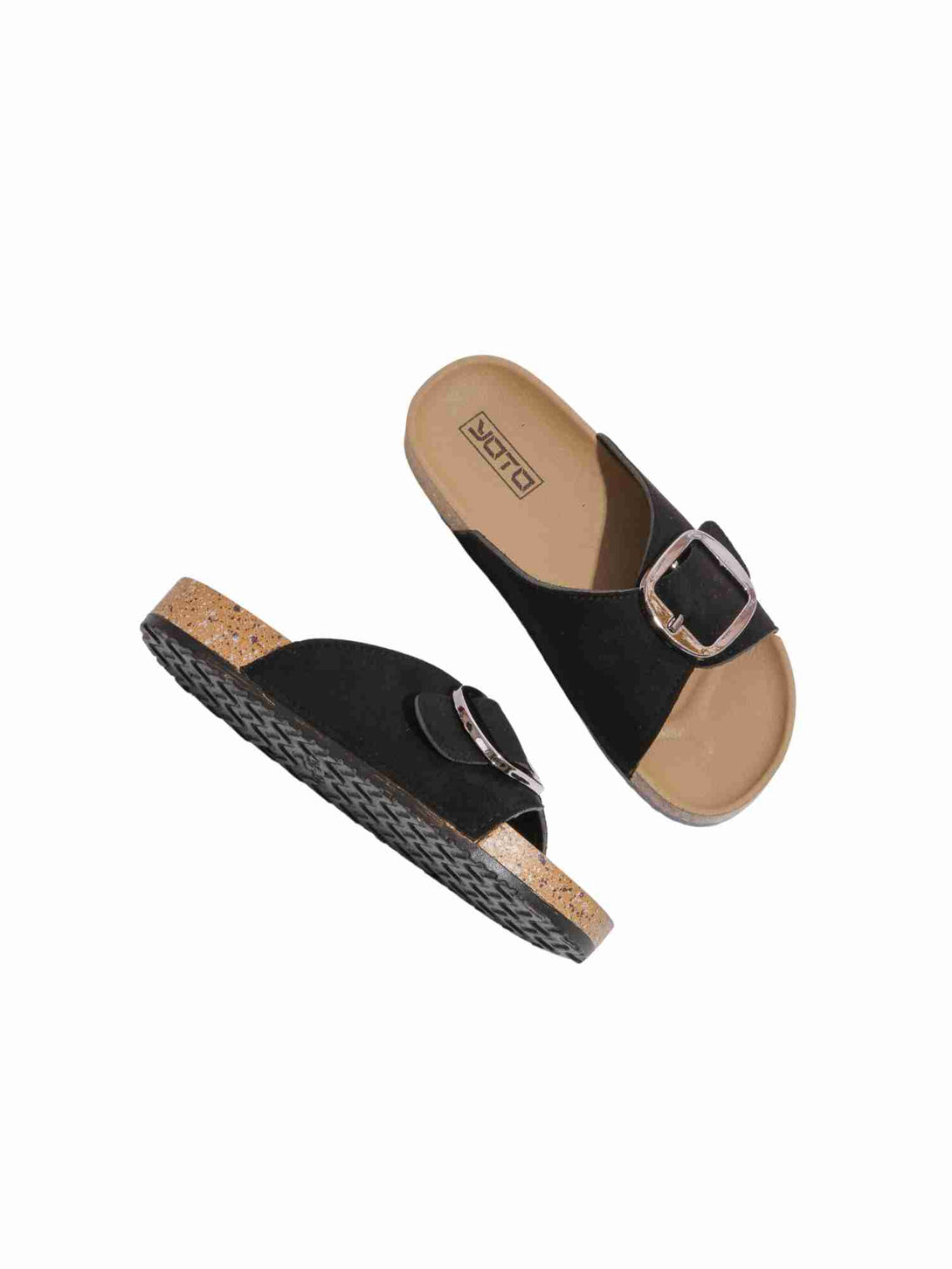 SoftStep Flat Slide Slip On Slipper-Black